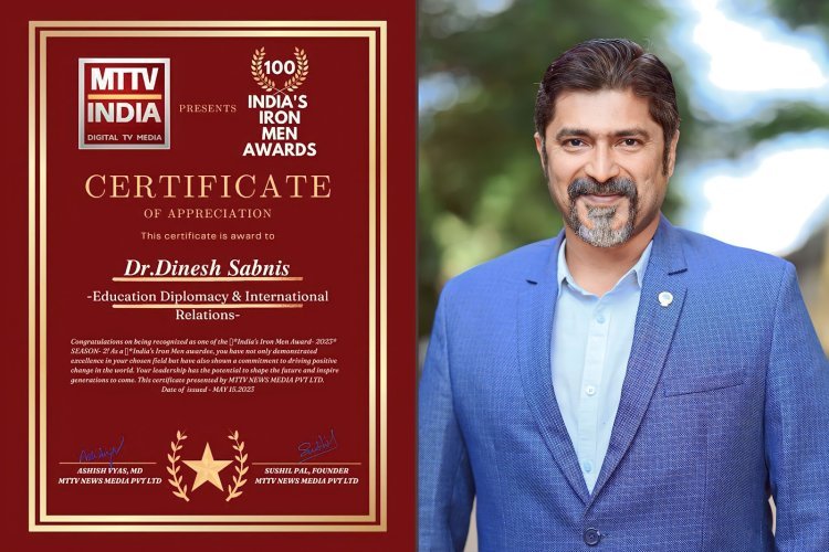 India’s Iron Men Award 2023 was conferred to Dr.Dinesh Sabnis for Education Diplomacy & International Relations by MTTV News Media