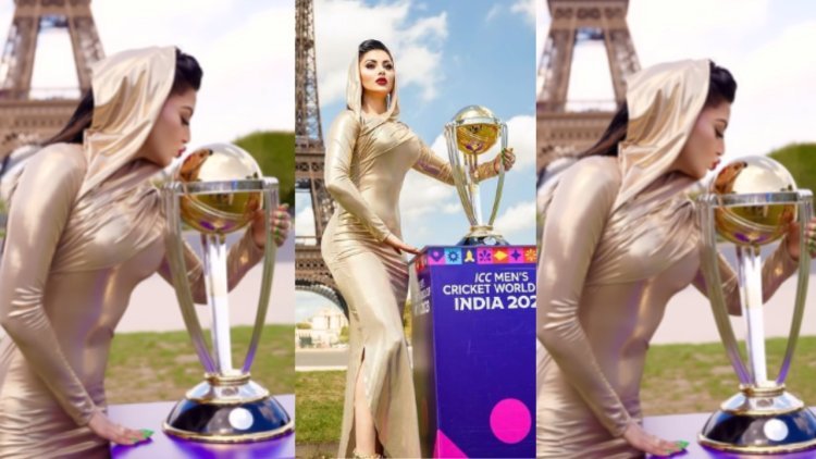 Urvashi Rautela Kisses ICC Cricket World Cup Trophy In Paris At Eiffel Tower Says, 'Kiss on your behalf '